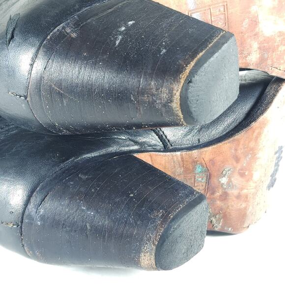 Frye Women's Jane US6,5B Black Leather Fold Over Pull On Knee High Riding Boots - Picture 15 of 16